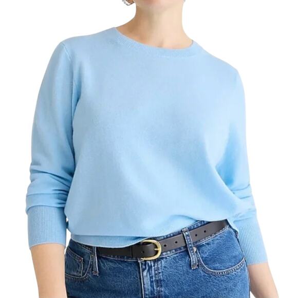 J. Crew Serenity Blue Cashmere Classic Fit Crewneck Sweater - Picture 1 of 10